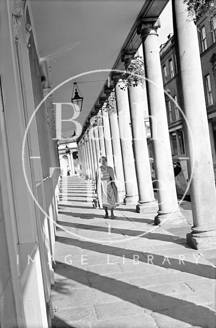 View along the colonnade, Bath Street, Bath 1954