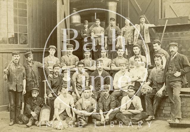 Somerset and Dorset Joint Railway staff at Green Park Shed, Bath c.1880?