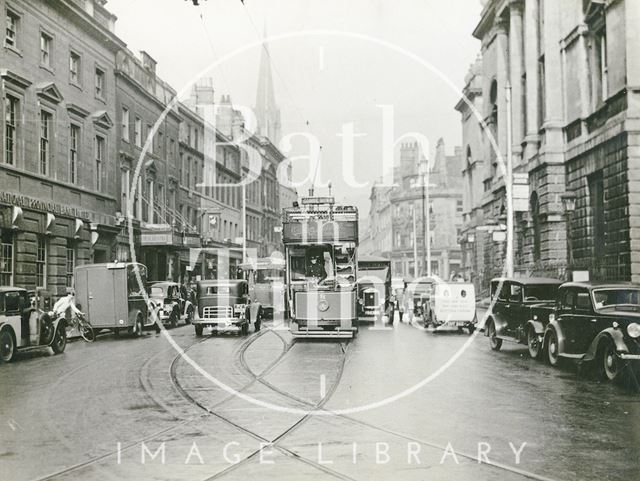 Tram No. 8 outside the Guildhall, High Street, Bath c.1930