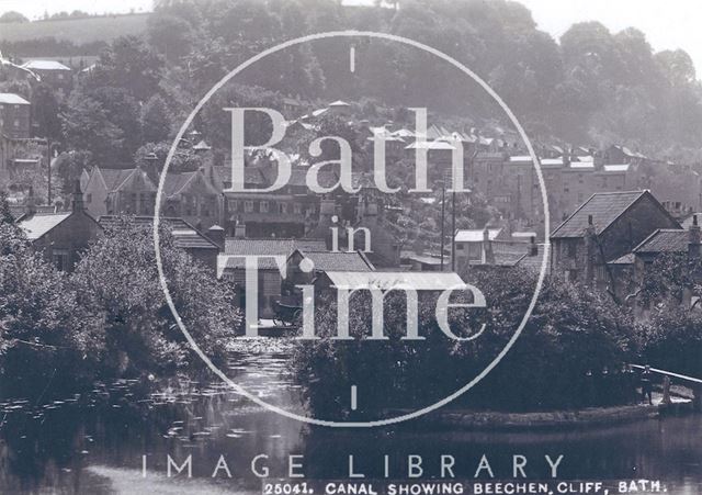 The Kennet and Avon Canal basin at Widcombe, Bath, looking towards Beechen Cliff c.1900