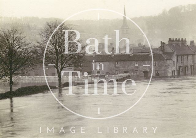 The flooded cricket ground and Ferry Lane, Bath 1894