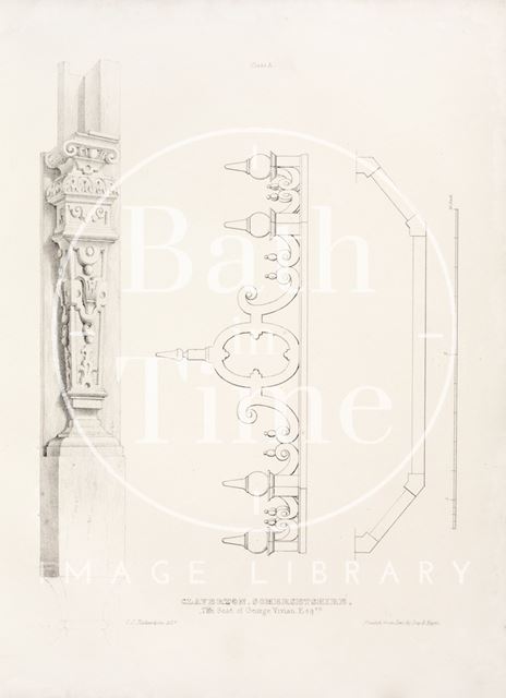 Interior architectural details of the old Claverton Manor near Bath 1837