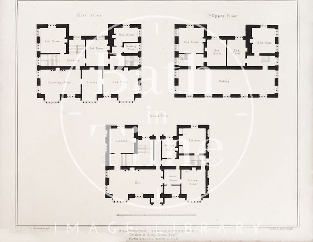 Floor plan of the old Claverton Manor near Bath 1837