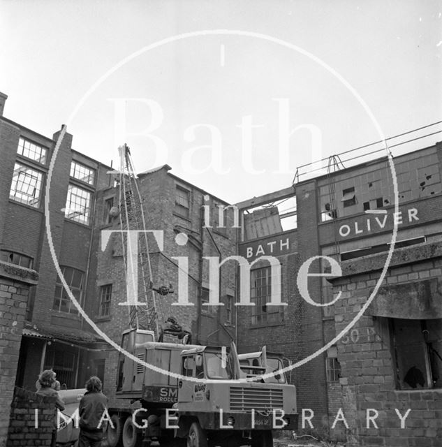 The demolition of Oliver's Biscuit Factory, Manvers Street, Bath 1973