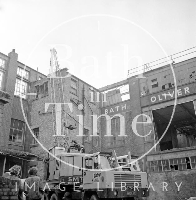 The demolition of Oliver's Biscuit Factory, Manvers Street, Bath 1973