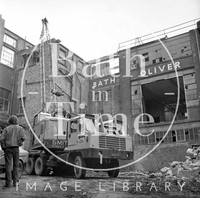 The demolition of Oliver's Biscuit Factory, Manvers Street, Bath 1973