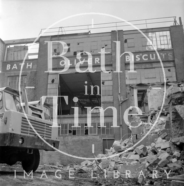 The demolition of Oliver's Biscuit Factory, Manvers Street, Bath 1973