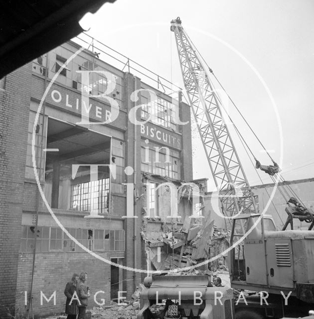 The demolition of Oliver's Biscuit Factory, Manvers Street, Bath 1973