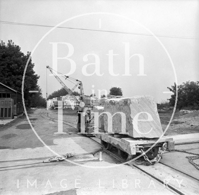 Hauling blocks of Bath stone from Monks Park Quarry near Corsham, Wiltshire 1973