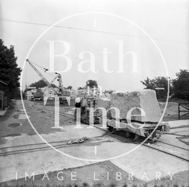 Hauling blocks of Bath stone from Monks Park Quarry near Corsham, Wiltshire 1973