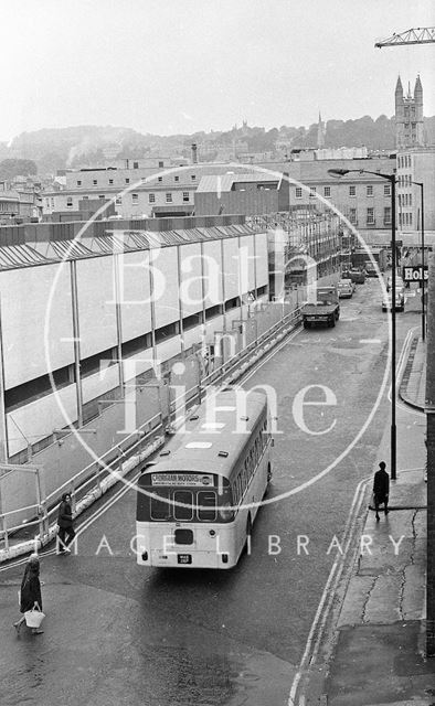 The back view of the Southgate Shopping Centre nearing completion, Bath 1973