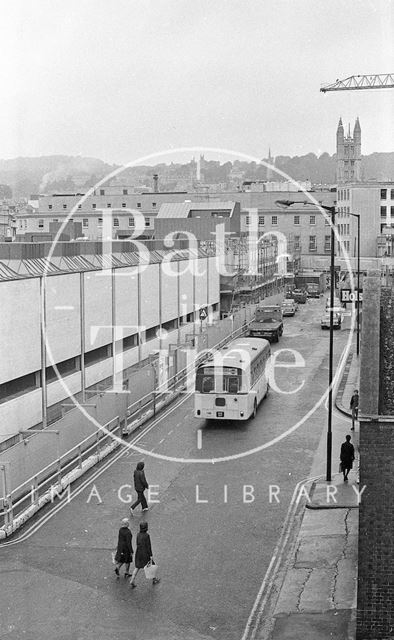 The back view of the Southgate Shopping Centre nearing completion, Bath 1973