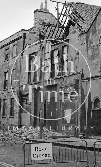 The demolition of the Georgian Riding School on Julian Road, Bath 1973