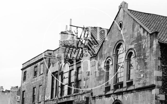 The demolition of the Georgian Riding School on Julian Road, Bath 1973