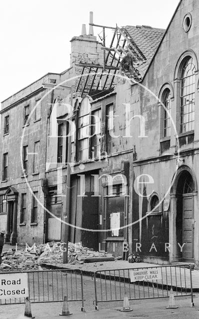 The demolition of the Georgian Riding School on Julian Road, Bath 1973