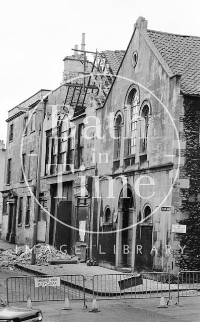 The demolition of the Georgian Riding School on Julian Road, Bath 1973