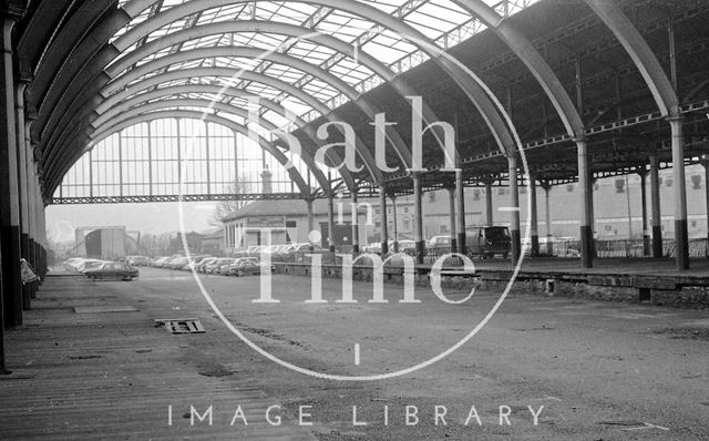 Interior of the derelict Green Park Station, Bath 1974