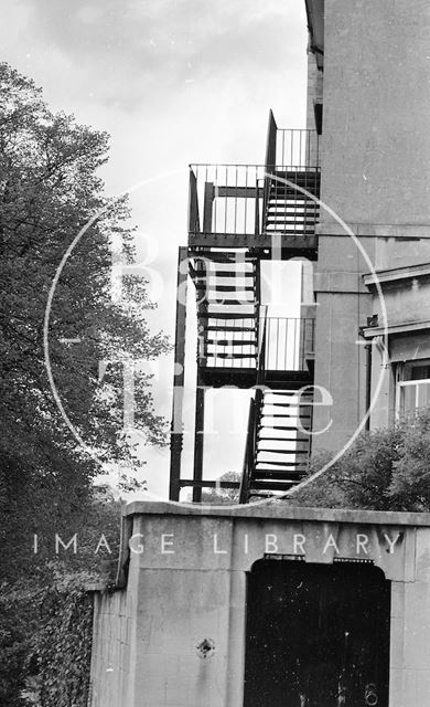 Fire escape on the side of Miles House, Bathwick Hill, Bath 1974