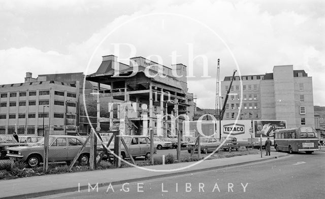 The demolition of the Baird's Malt Building, Broad Quay, Bath 1974