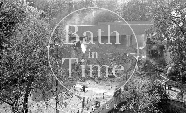 The demolition of the Pulteney Road railway bridge, Bath 1975