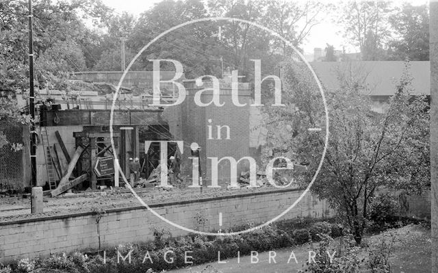 The demolition of the Pulteney Road railway bridge, Bath 1975