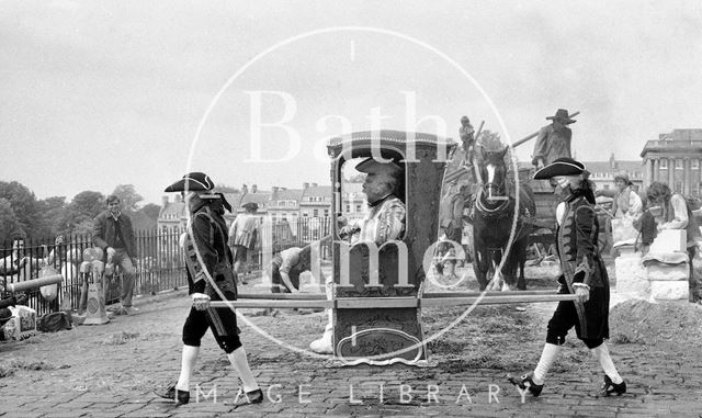 Filming the Bawdy Adventures of Tom Jones at Royal Crescent, Bath 1976