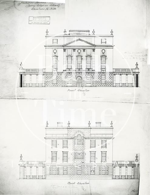 Front and rear elevations of the Holburne Museum, Bath c.1911