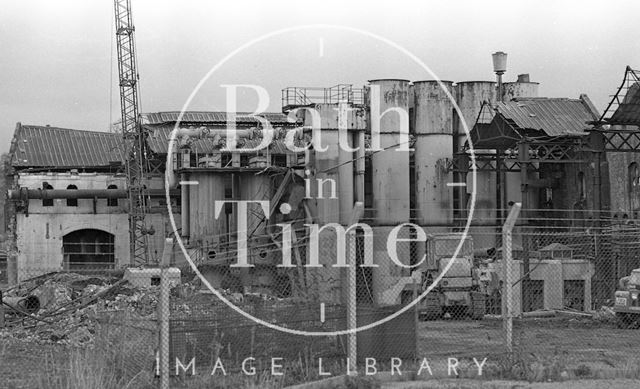 The demolition of the gas works, Upper Bristol Road, Bath 1983