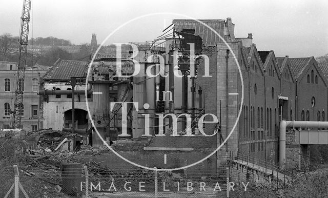 The demolition of the gas works, Upper Bristol Road, Bath 1983