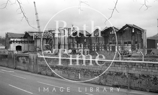 The demolition of the gas works, Upper Bristol Road, Bath 1983