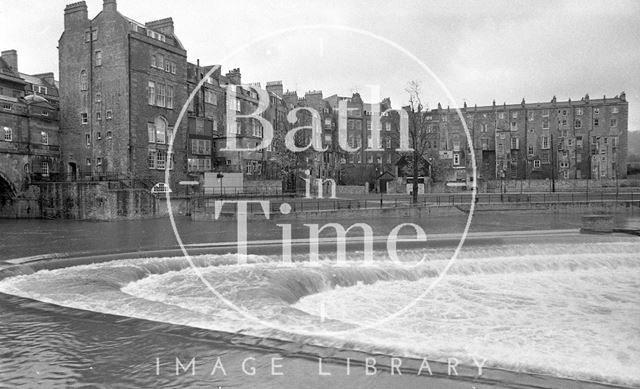 The recently completed weir at Pulteney Bridge, Bath 1974