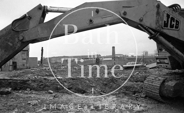 Clearing the land for the new Rossiter road system in Widcombe, Bath 1974