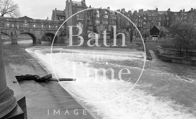 The recently completed weir at Pulteney Bridge, Bath 1974