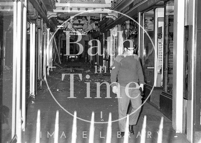 The aftermath of the I.R.A. bomb explosion in the Corridor, Bath 1974