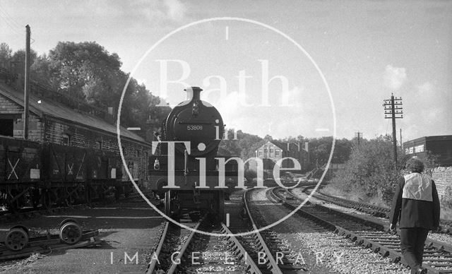 Engine 53808 being moved down the line at Radstock on the Somerset and Dorset Joint Railway 1975