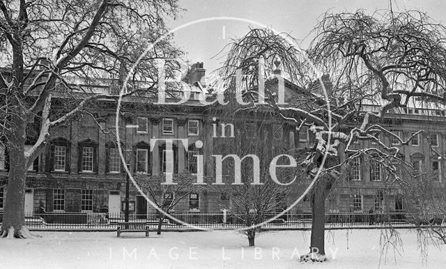 A snowy Queen Square, Bath 1985