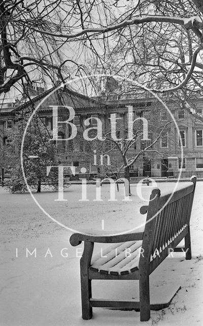 A snowy Queen Square, Bath 1985