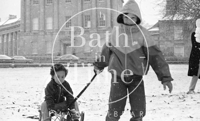 A snowy Royal Crescent, Bath 1985