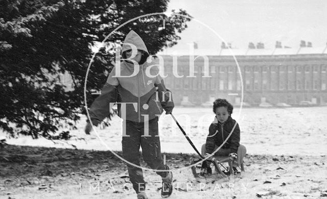 A snowy Royal Crescent, Bath 1985