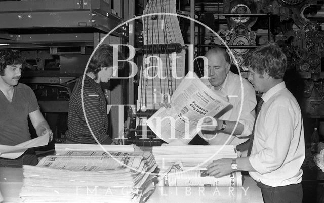 Processing an edition of the Bath Evening Chronicle 1985