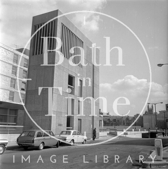 The Beaufort Hotel lift elevation and ventilation tower, Bath 1973