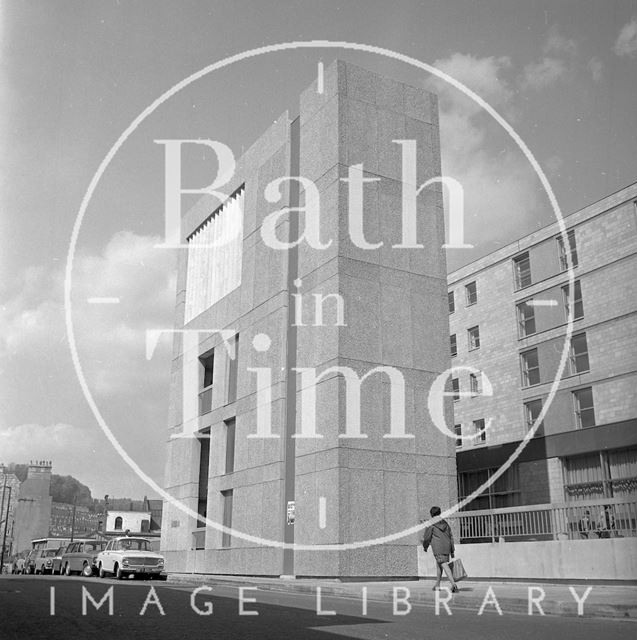 The Beaufort Hotel lift elevation and ventilation tower, Bath 1973