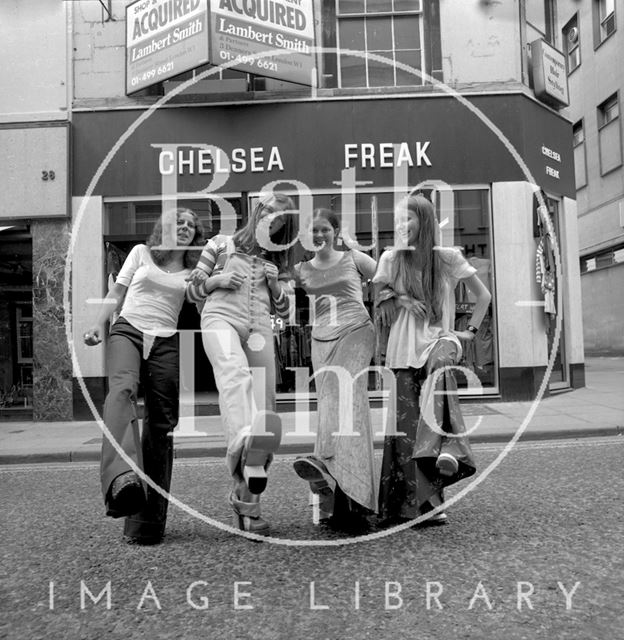 Staff from the Chelsea Freak, Westgate Street, Bath 1973