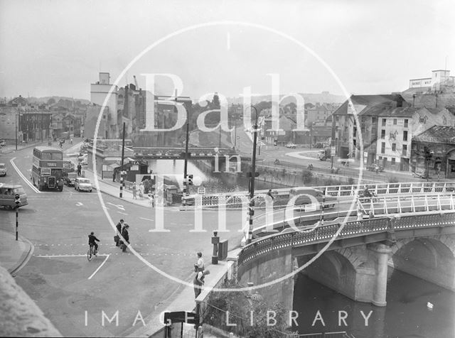 The Old Bridge, Bath from the railway viaduct c.1963