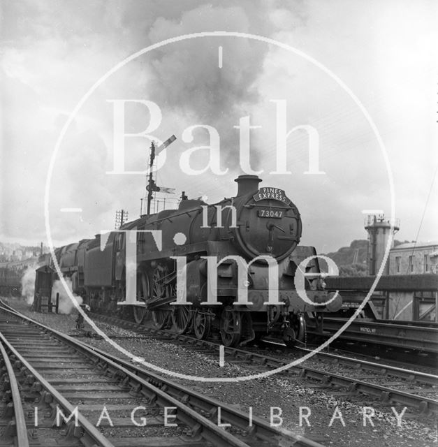 The Pines Express, engine No. 73047 leaving Green Park, Bath c.1962