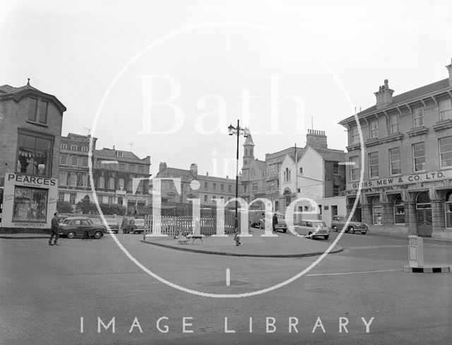 View of the Seven Dials site at Sawclose from Kingsmead Square, Bath 1962