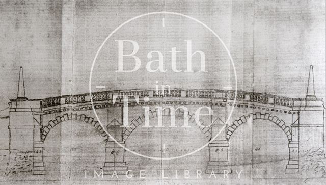 Thomas Paty's earlier design of the new Pulteney Bridge, Bath 1773