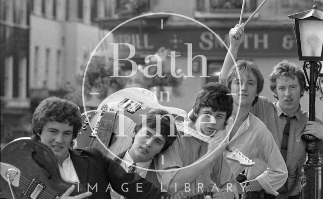 Bath pop group Graduate before a gig at Nero's, George Street, Bath 1979