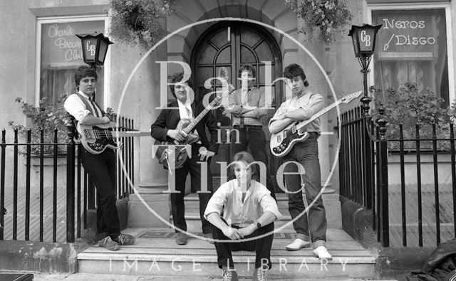 Bath pop group Graduate before a gig at Nero's, George Street, Bath 1979