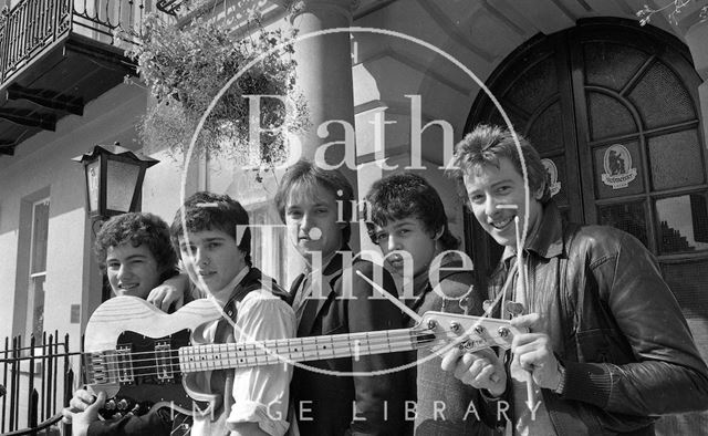 Bath pop group Graduate before a gig at Nero's, George Street, Bath 1979